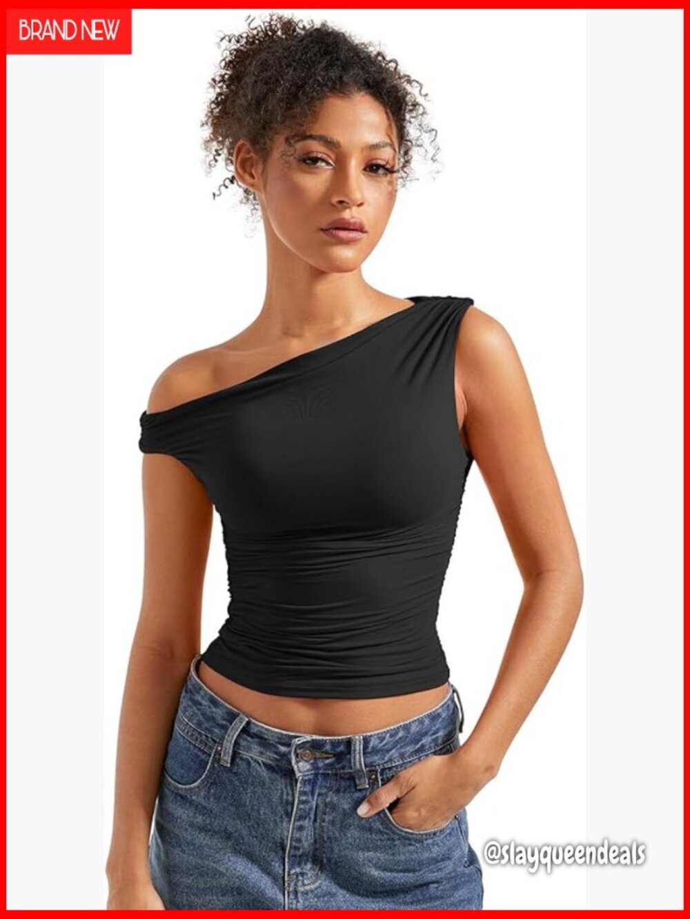 Off Shoulder Crop Tank Top Y2K Going Out Sleeveless Shirt